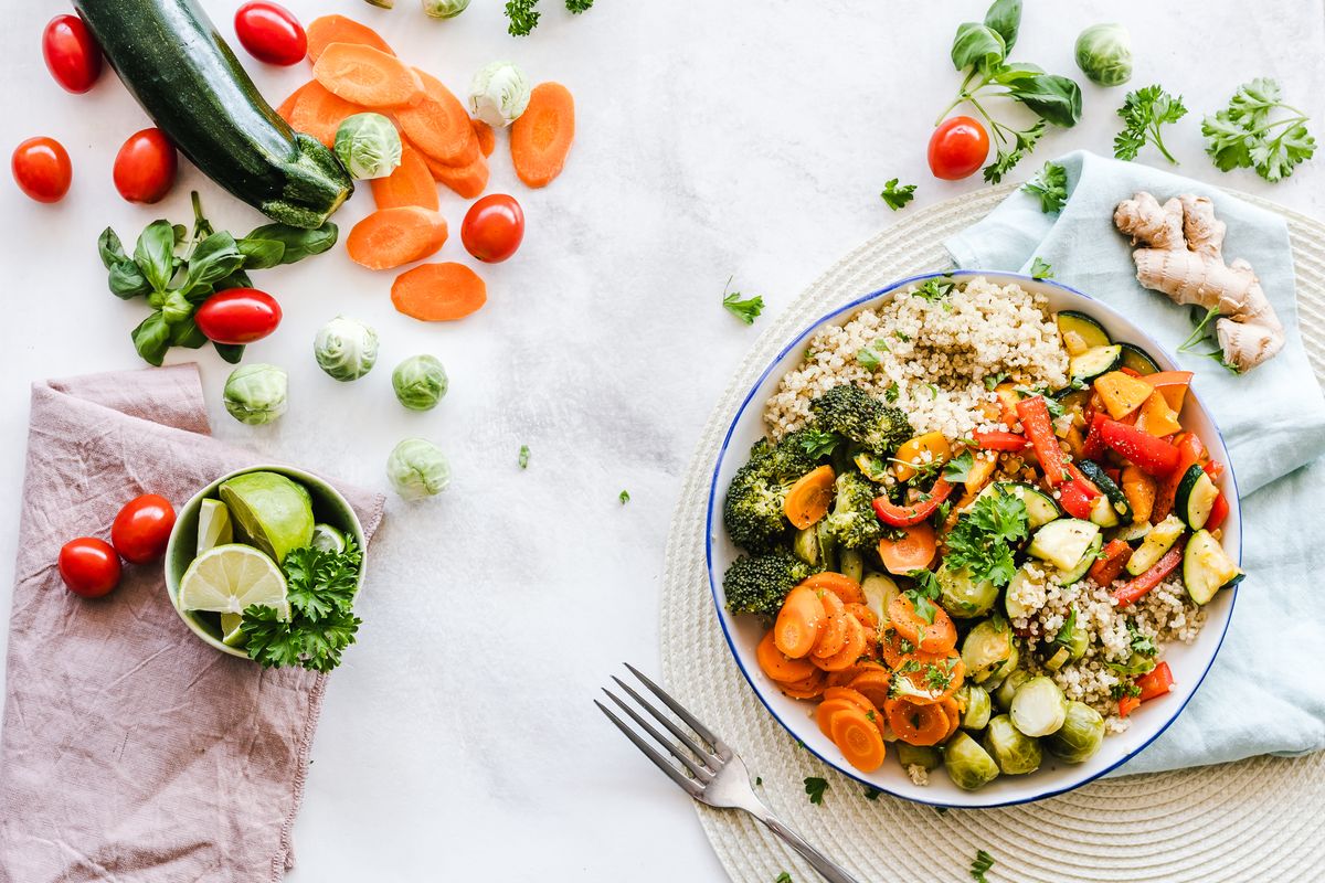A colorful bowl of vegetables and grains, the kind of healthy eating a dietitian practice helps patients build