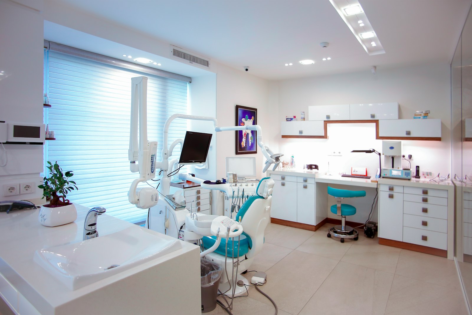 A calm, modern dental operatory set up for a sedation dentistry practice