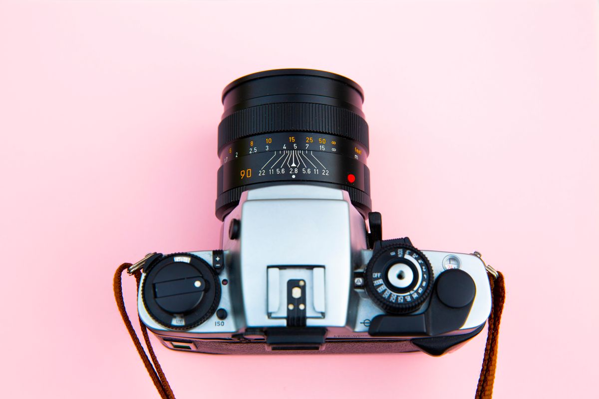A professional camera on a soft background, the kind used for a medical practice brand photo shoot