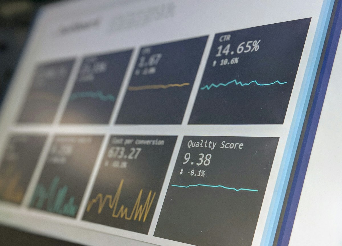 A marketing dashboard showing click through rate and conversion metrics, representing how segmented patient emails perform better than one blast to everyone