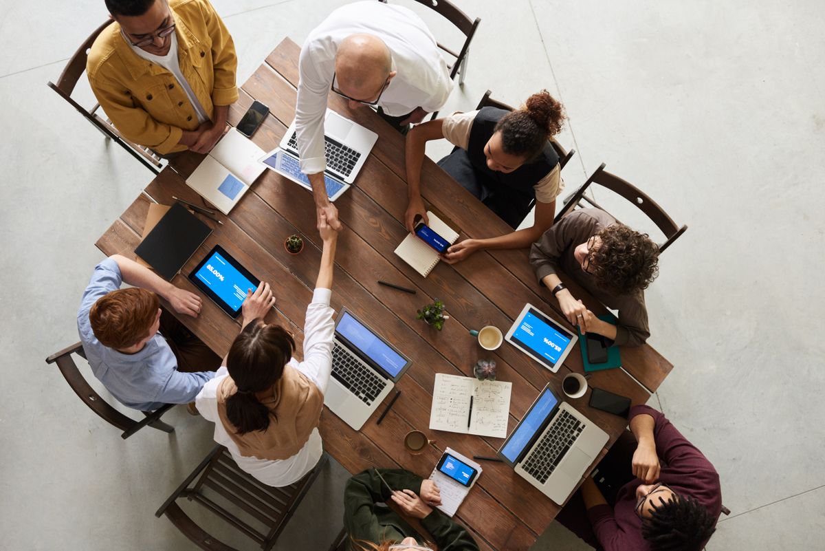 Marketing team reviewing audience data to build a lookalike audience for a medical practice